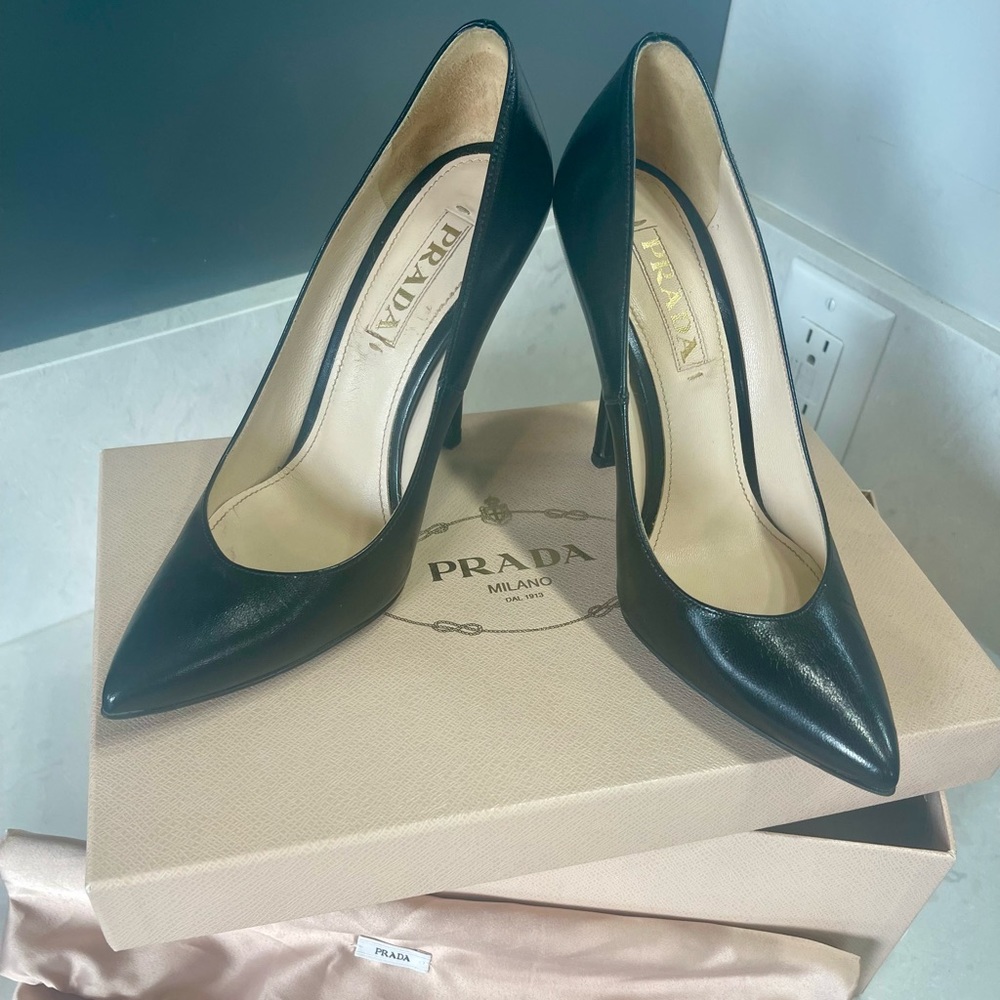 Prada Capretto Nero heels.